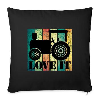 Love Tractor Vintage Design - Sofakissenbezug 45 x 45 cm - Schwarz - Vorne