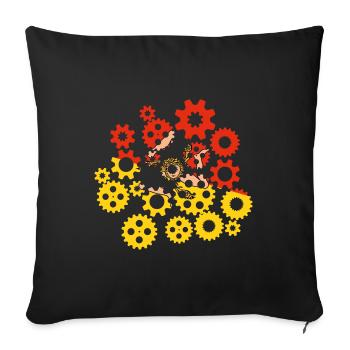 Drapeau de la Sicile Italie Palerme Trinacria Italia - Housse de coussin décorative 45 x 45 cm - noir - Devant
