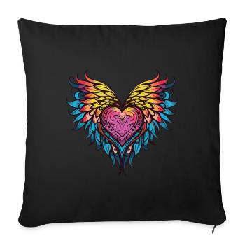 Heart Wings - Sofa pillowcase 17,3'' x 17,3'' (45 x 45 cm) - black - Front