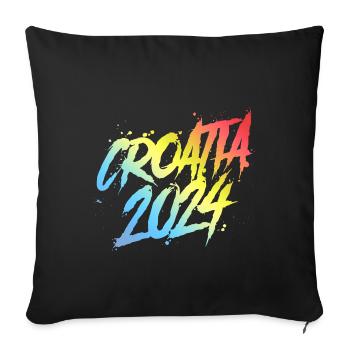 Croatie 2024 Équipe de vacances colorée - Housse de coussin décorative 45 x 45 cm - noir - Devant