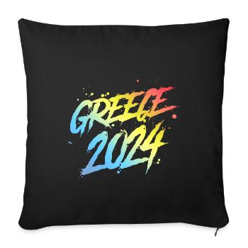 Grèce 2024 Équipe de vacances colorée - Housse de coussin décorative 45 x 45 cm - noir - Devant