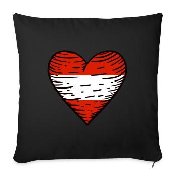 Österreich Flagge Austria Österreichische Fahne AT - Sofakissenbezug 45 x 45 cm - Schwarz - Vorne