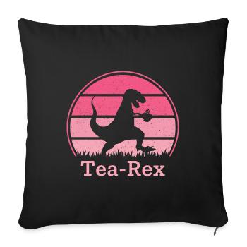 Tea-Rex Dino T-Rex Dinosaur with Teacup - Sofa pillowcase 17,3'' x 17,3'' (45 x 45 cm) - black - Front