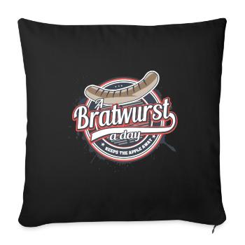 Une Bratwurst par jour éloigne la pomme - Housse de coussin décorative 45 x 45 cm - noir - Devant
