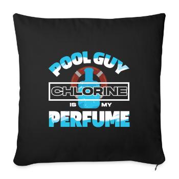 Pool Guy Cleaner Service de piscine Le chlore est mon - Housse de coussin décorative 45 x 45 cm - noir - Devant