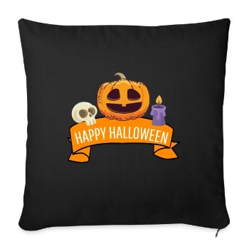 Cadeau effrayant à la citrouille Joyeux Halloween - Housse de coussin décorative 45 x 45 cm - noir - Devant