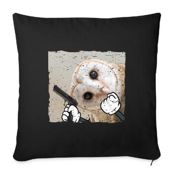 Hibou Oiseaux armés Oiseau Gangster - Housse de coussin décorative 45 x 45 cm - noir - Devant
