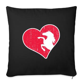 Pferd voltegieren Reitstunde Pferdestall - Sofakissenbezug 45 x 45 cm - Schwarz - Vorne