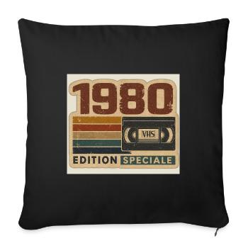 1980  VHS Vintage - Housse de coussin décorative 45 x 45 cm - noir - Devant