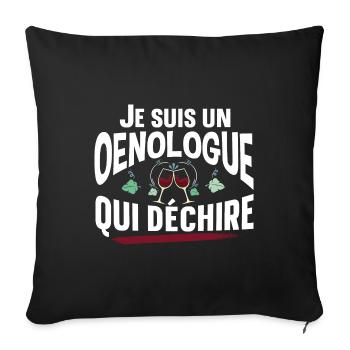 Œnologue œnologie Viticulteur Vin Alcool Cadeau - Housse de coussin décorative 45 x 45 cm - noir - Devant