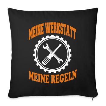 MEINE WERKSTATT MEINE REGELN - Sofakissenbezug 45 x 45 cm - Schwarz - Vorne