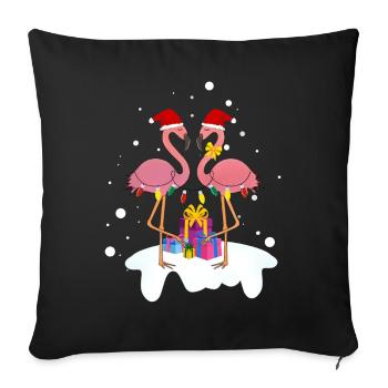 Flamingo-Weihnachten. Weihnachtsgeschenk - Sofakissenbezug 45 x 45 cm - Schwarz - Vorne