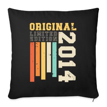 Original 2014 Jahrgang Retro Geburtstag Geschenk - Sofakissenbezug 45 x 45 cm - Schwarz - Vorne