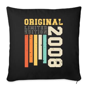Original 2008 Vintage Rétro Cadeau d’anniversaire - Housse de coussin décorative 45 x 45 cm - noir - Devant