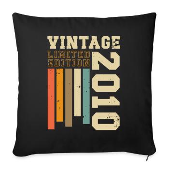 Vintage 2010 Vintage Rétro Cadeau d’anniversaire - Housse de coussin décorative 45 x 45 cm - noir - Devant