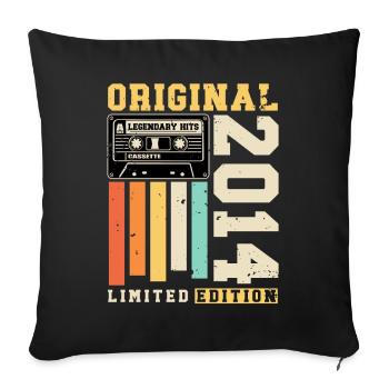 Original 2014 Jahrgang Retro Geburtstag Geschenk - Sofakissenbezug 45 x 45 cm - Schwarz - Vorne
