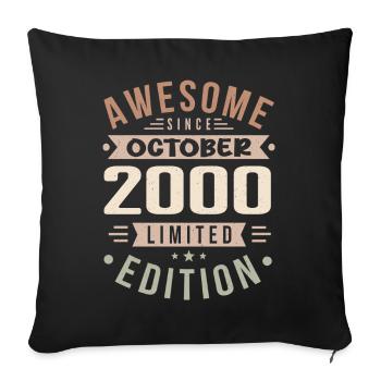 Legend since October 2000 Birthday October 2000 - Sofa pillowcase 17,3'' x 17,3'' (45 x 45 cm) - black - Front