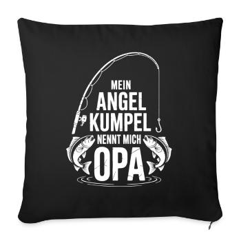Opa und Enkel Angeln Angelbuddys. Geschenk für Opa - Sofakissenbezug 45 x 45 cm - Schwarz - Vorne