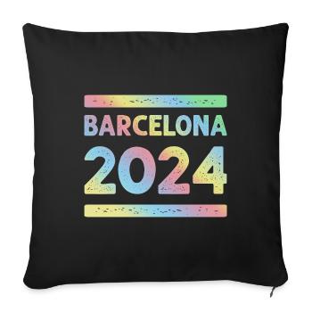 Barcelona 2024 Colorful Holiday Team - Sofa pillowcase 17,3'' x 17,3'' (45 x 45 cm) - black - Front