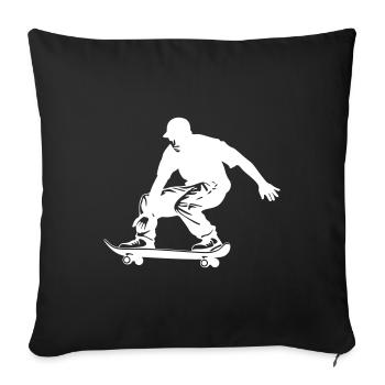 Skateboarding Man Silhouette Skateboard - Sofa pillowcase 17,3'' x 17,3'' (45 x 45 cm) - black - Front
