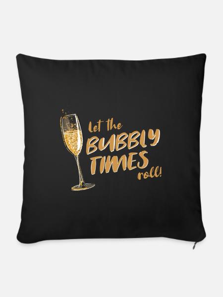 und Prosecco - Bubbly Times - Sofakissenbezug 45 x 45 cm - Schwarz