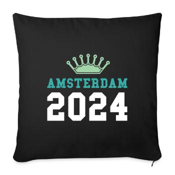 Amsterdam 2024 Krone - Housse de coussin décorative 45 x 45 cm - noir - Devant