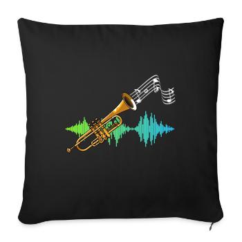 Music Sheet Music Trumpeter Gift Soundwave Trumpet - Sofa pillowcase 17,3'' x 17,3'' (45 x 45 cm) - black - Front