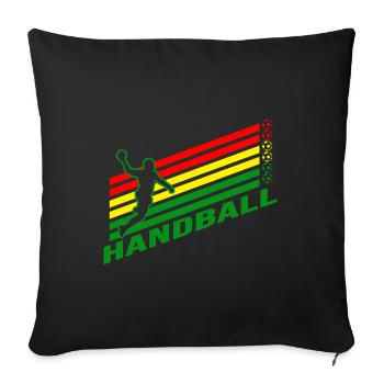 Handball Handballfan Sprungwurf Handballer - Sofakissenbezug 45 x 45 cm - Schwarz - Vorne
