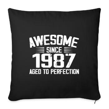 Vintage 1987 Cadeau 37e Anniversaire 1987 - Housse de coussin décorative 45 x 45 cm - noir - Devant