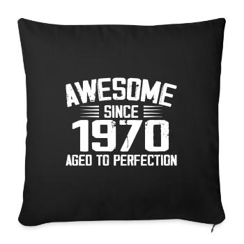 Vintage 1970 Cadeau 54e Anniversaire 1970 - Housse de coussin décorative 45 x 45 cm - noir - Devant