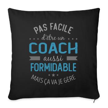 COACH entraineur sportif cadeau - Housse de coussin décorative 45 x 45 cm - noir - Devant