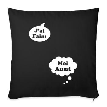 J'ai Faim Moi Aussi Cadeau Humour De Grossesse - Housse de coussin décorative 45 x 45 cm - noir - Devant