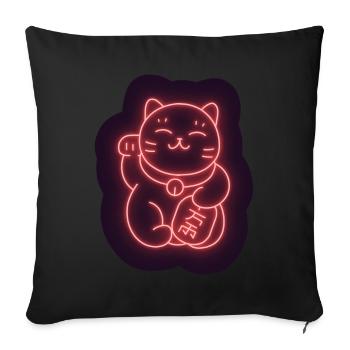 Lucky cat stickers Maneki-Neko - Sofa pillowcase 17,3'' x 17,3'' (45 x 45 cm) - black - Front
