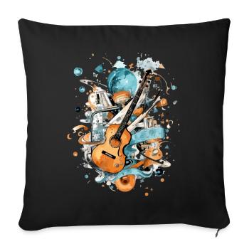 Un univers musical - Housse de coussin décorative 45 x 45 cm - noir - Devant