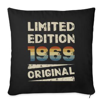 Édition limitée 55 fête d’anniversaire Vintage 1969 - Housse de coussin décorative 45 x 45 cm - noir - Devant