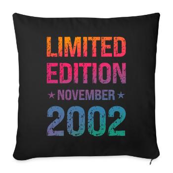 Fête d’anniversaire en édition limitée Vintage 2002 - Housse de coussin décorative 45 x 45 cm - noir - Devant
