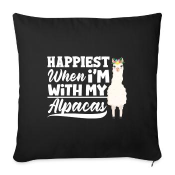 mammifères ll’alpaga le plus heureux quand je suis avec mon - Housse de coussin décorative 45 x 45 cm - noir - Devant