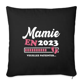 Mamie en 2023 Humour Cadeau - Housse de coussin décorative 45 x 45 cm - noir - Devant