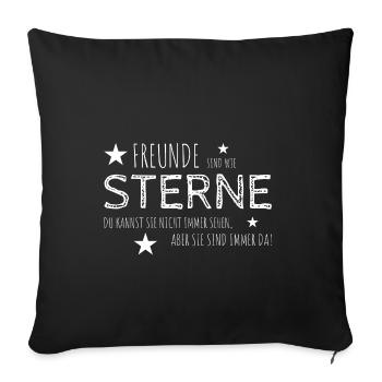 Freunde sind wie Sterne -weiß- - Sofakissenbezug 45 x 45 cm - Schwarz - Vorne