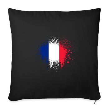 France Drapeau Éclaboussures de couleur - Housse de coussin décorative 45 x 45 cm - noir - Devant