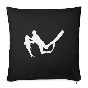 Speerfischen Tauchen Freediving Fischer Apnoe - Sofakissenbezug 45 x 45 cm - Schwarz - Vorne