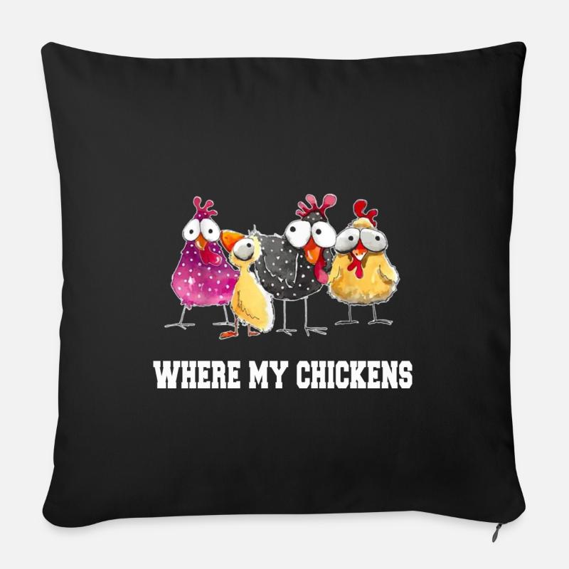 Where are my chickens - Sofakissenbezug 45 x 45 cm - Schwarz