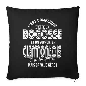 Cadeau bogosse supporter club foot clermontois - Housse de coussin décorative 45 x 45 cm - noir - Devant
