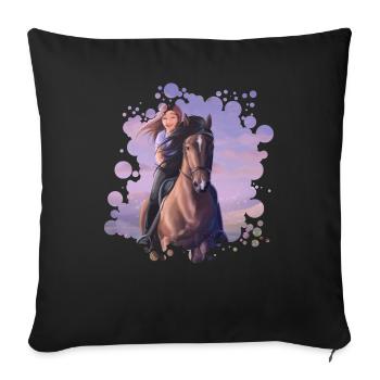 Horseback riding during the day - Sofa pillowcase 17,3'' x 17,3'' (45 x 45 cm) - black - Front
