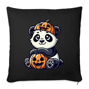 Mignon Halloween Pingouin Fantaisiste Dessin animé Citrouille - Housse de coussin décorative 45 x 45 cm - noir - Devant