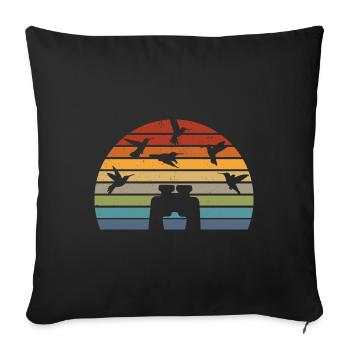 Bird Watching Vintage Birdwatching Vogelbeobachter - Sofakissenbezug 45 x 45 cm - Schwarz - Vorne