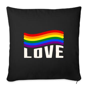 Amour Gay Pride Arc-en-ciel - Housse de coussin décorative 45 x 45 cm - noir - Devant
