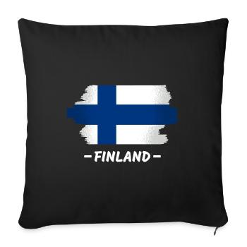 Finnland Flagge Suomi Finnische Fahne Used Look - Sofakissenbezug 45 x 45 cm - Schwarz - Vorne
