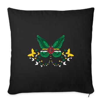 Dominica Dominican Dominica Flag Butterflies - Sofa pillowcase 17,3'' x 17,3'' (45 x 45 cm) - black - Front