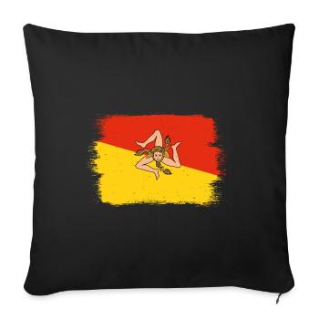 Drapeau de la Sicile Italie Palerme Trinacria Italia - Housse de coussin décorative 45 x 45 cm - noir - Devant